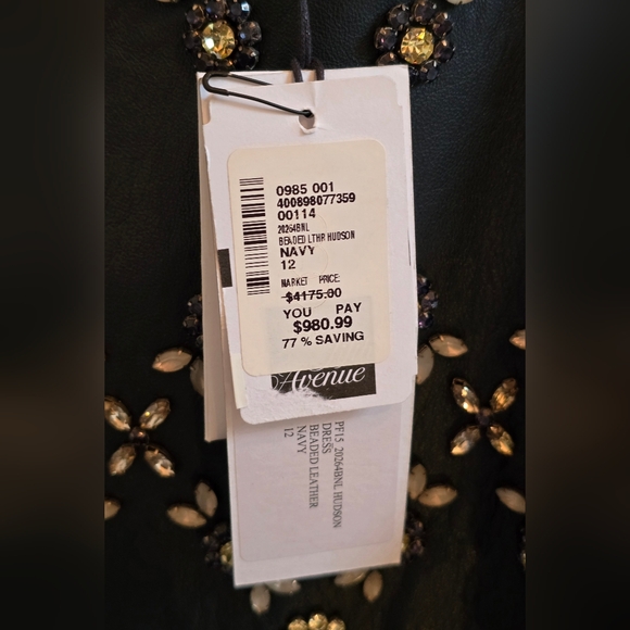NWT ERDEM Hudson Navy Sleeveless Crystal Embellished Midi Dress, Sz 6 - Picture 11 of 11